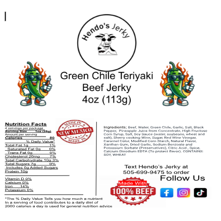 Green Chile Teriyaki Beef Jerky